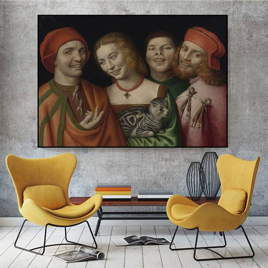 Giovanni Paolo Lomazzo - Tre uomini con una donna canvas