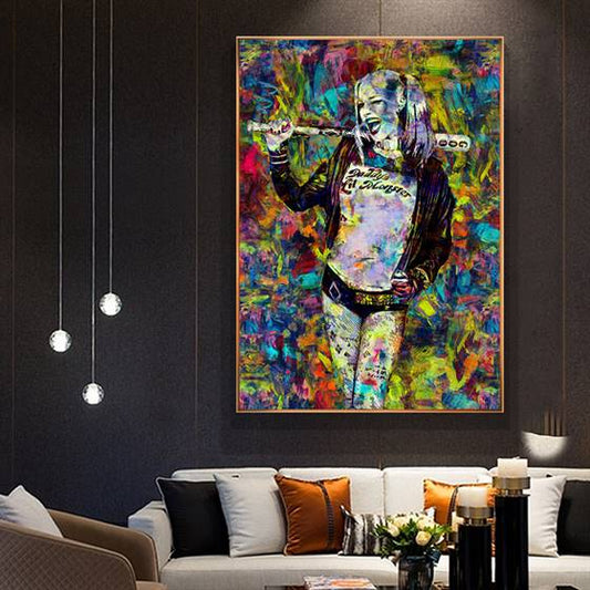 Harley Quinn with a baseball bat canvas
