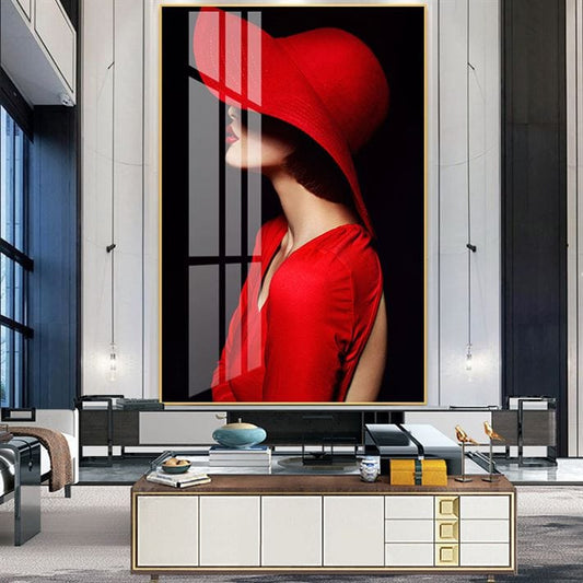 Red Ensemble Elegance Crystal Porcelain painting