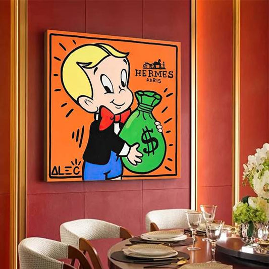 Alec Monopoly - big bucket of cash canvas