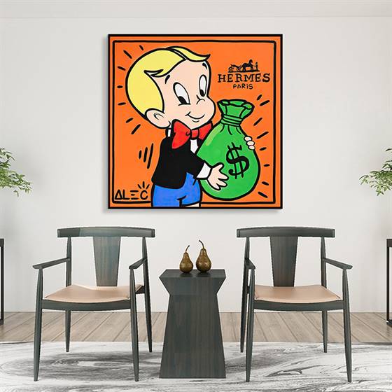 Alec Monopoly - big bucket of cash canvas