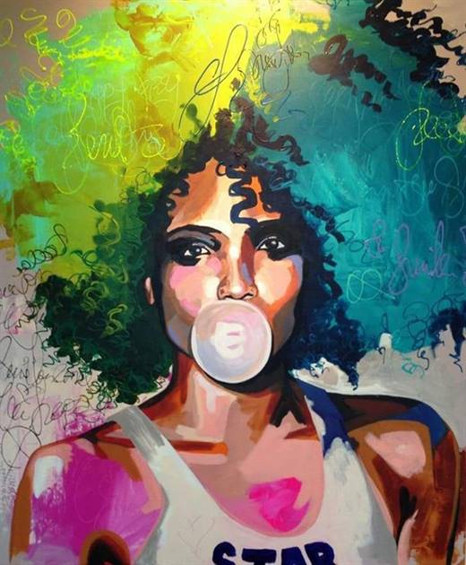 Beauty with a bubble balloon canvas