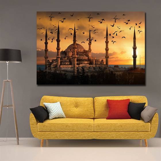 Blue mosque sunset canvas