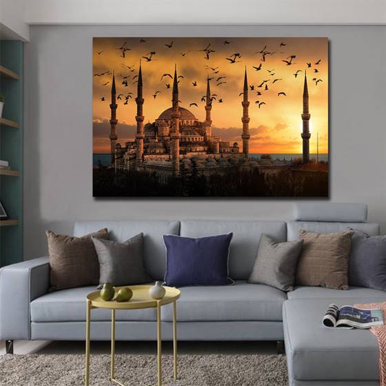 Blue mosque sunset canvas
