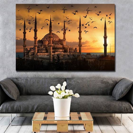 Blue mosque sunset canvas