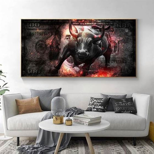Bull dollar canvas