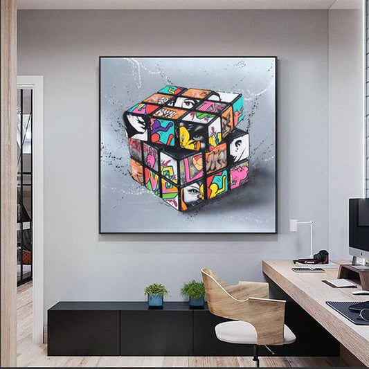 Cartoonish Rubik's cube canvas