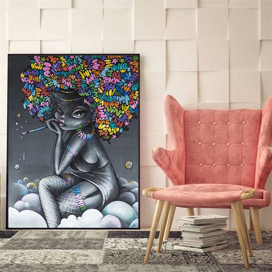 Colorful afro canvas