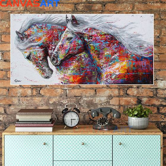 Colorful horses canvas