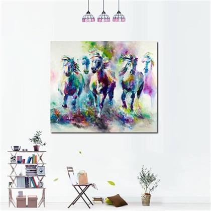 Colorful horses canvas