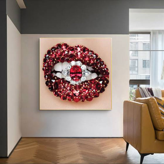 Diamond lips canvas