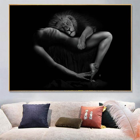 Girl with a lion canvas