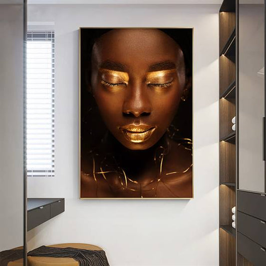 Golden eyes and lips canvas