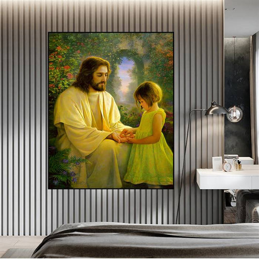 Jesus in Heaven's garden canvas