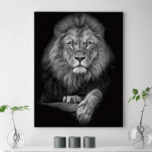 Lion in black and white style canvas