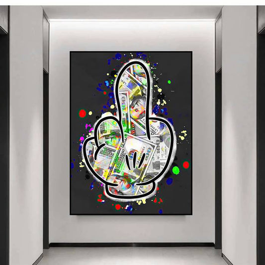 Mickey Mouse's middle finger canvas