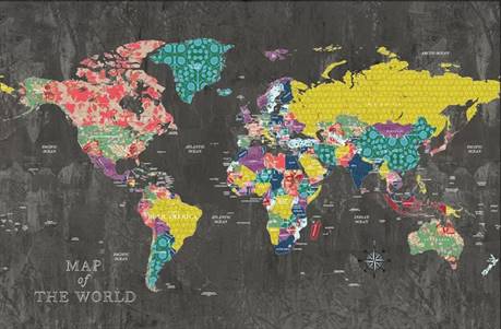 Modernistic world map canvas