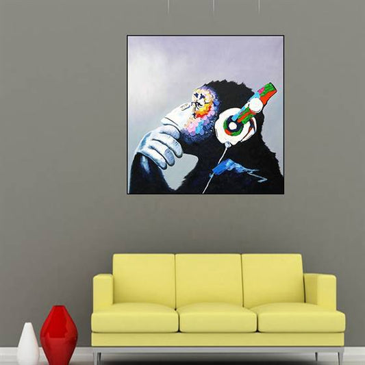 Monkey with a headphones canvas
