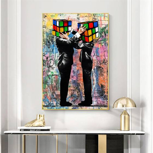 Mr. Brainwash- Rubik's cube canvas