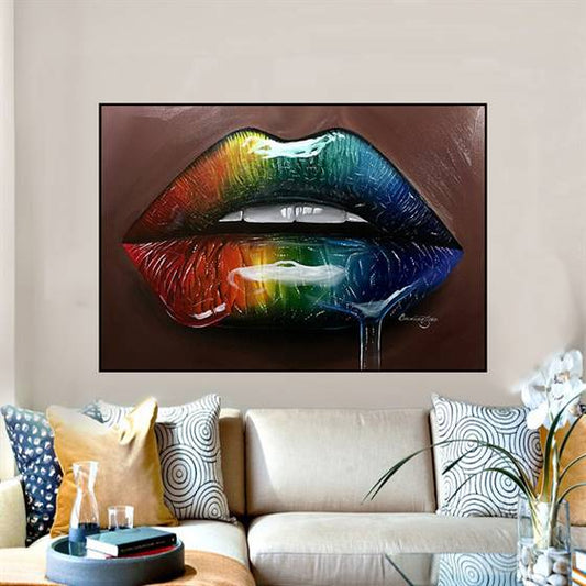 Rainbow lips canvas