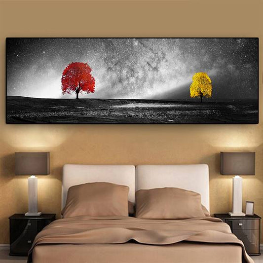 Red and yellow tree canvas