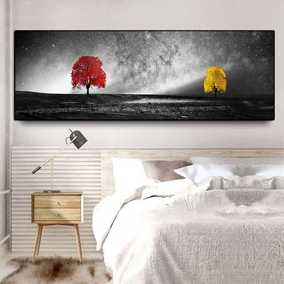 Red and yellow tree canvas