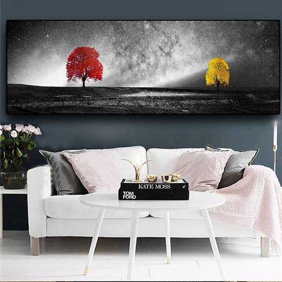 Red and yellow tree canvas
