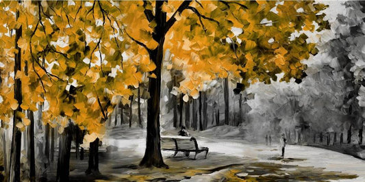 Rural park tree (yellow) canvas