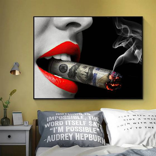 Smoking a dollar cigar canvas