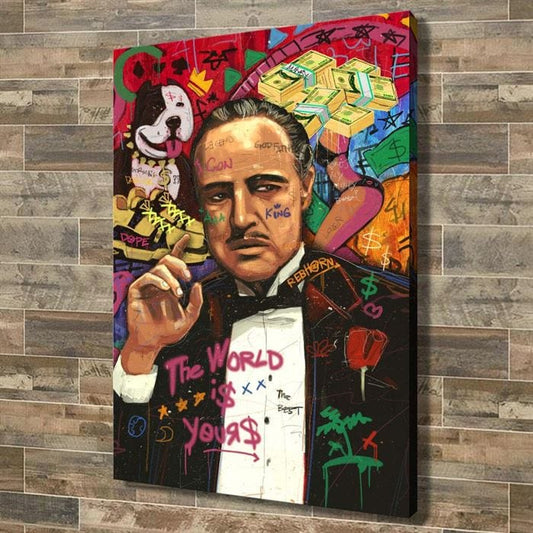 The Godfather (with red background) graffiti canvas