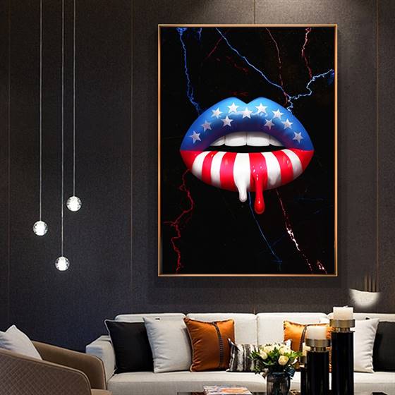 USA lips canvas