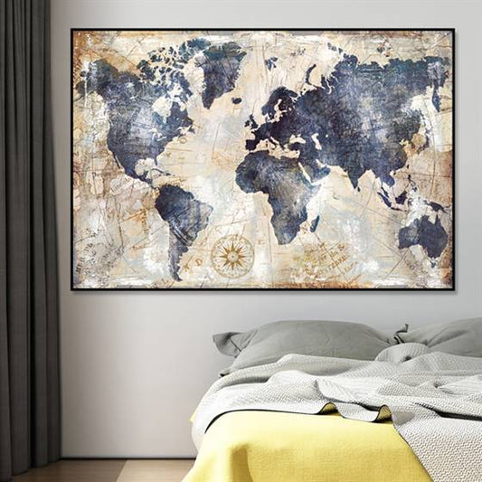 Vintage style world map canvas