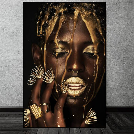 Woman poured with gold canvas