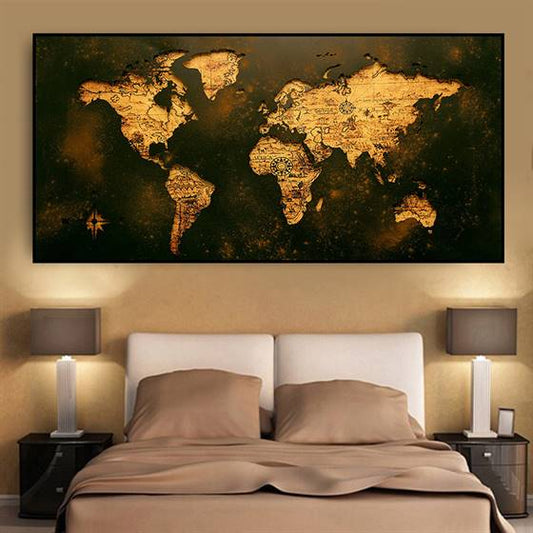 World map with a historical touch canvas
