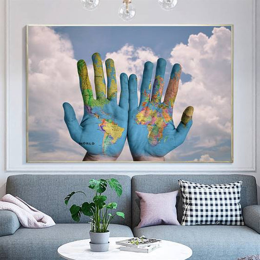 World on my hands canvas