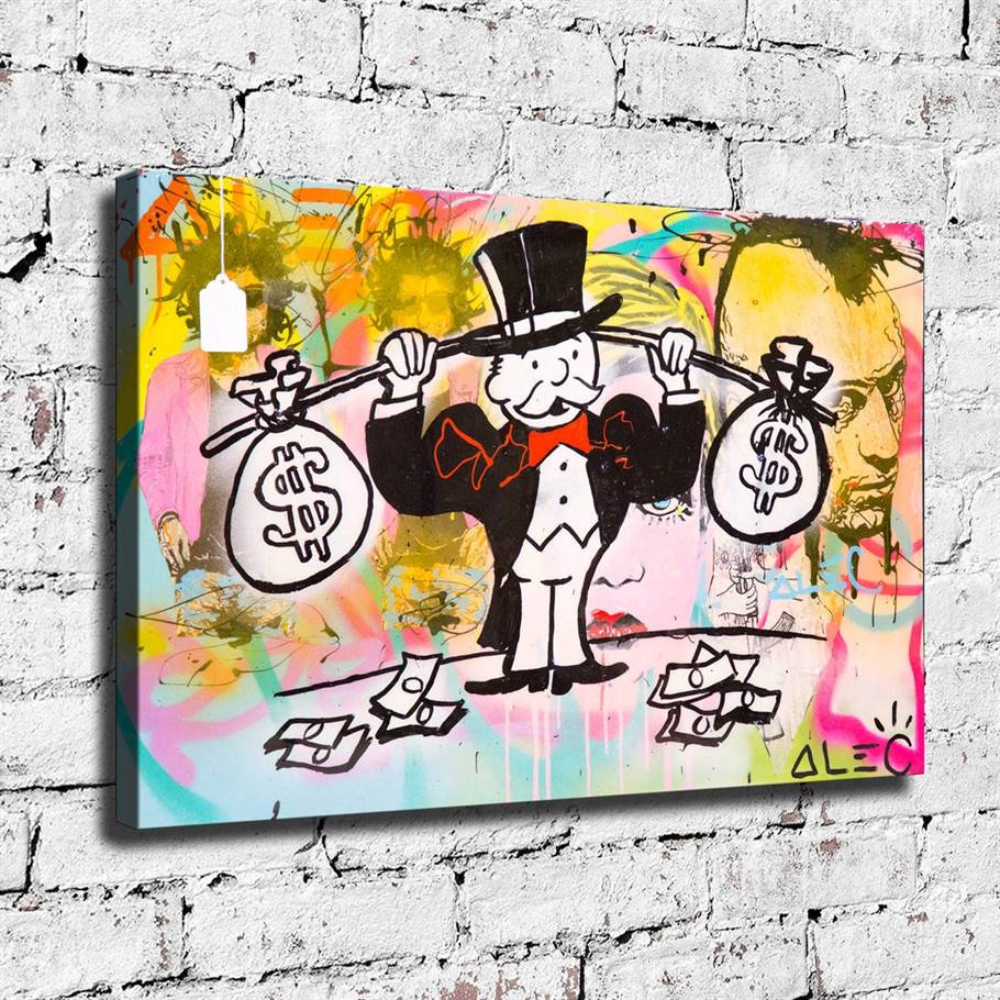 Alec Monopoly - Money lifting canvas