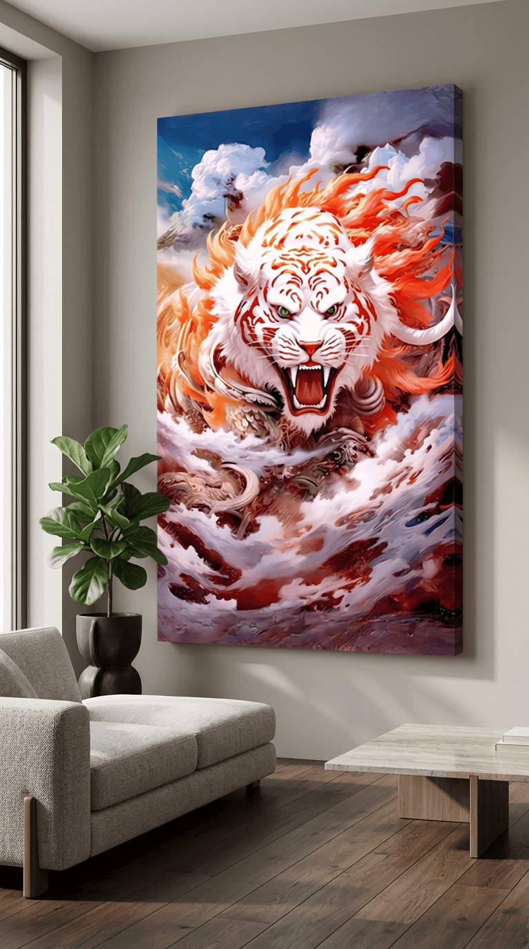 Colorful Roaring Tiger canvas