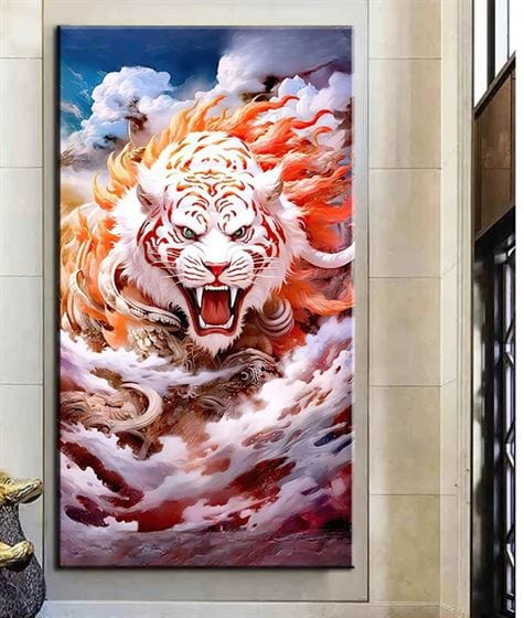 Colorful Roaring Tiger canvas
