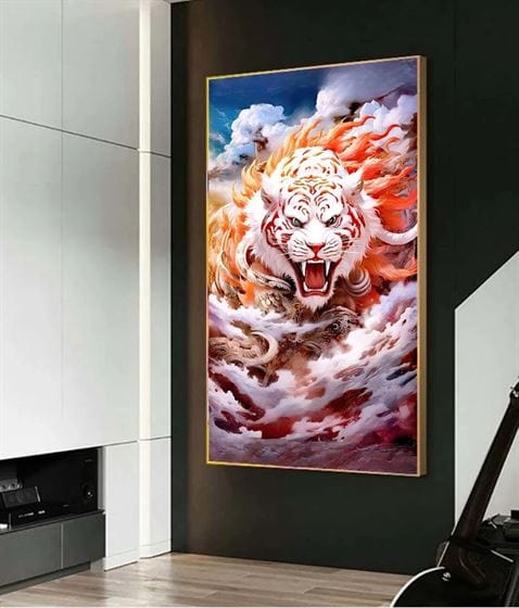 Colorful Roaring Tiger canvas