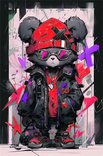 Cool Bear (red) canvas