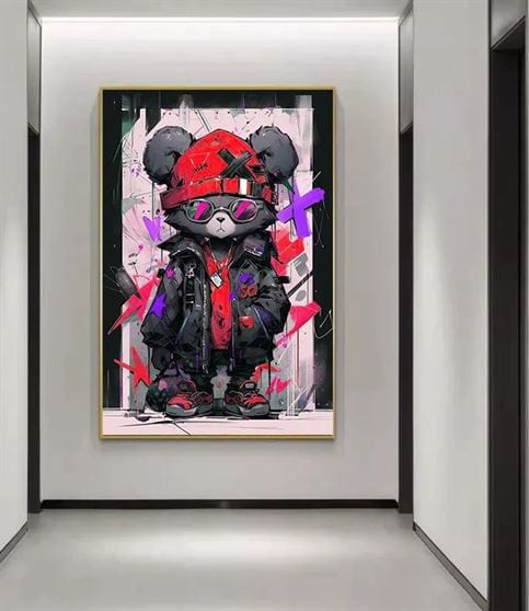 Cool Bear (red) canvas