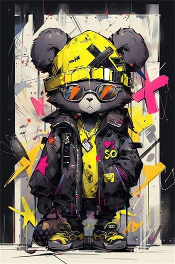 Cool Bear (yellow) canvas