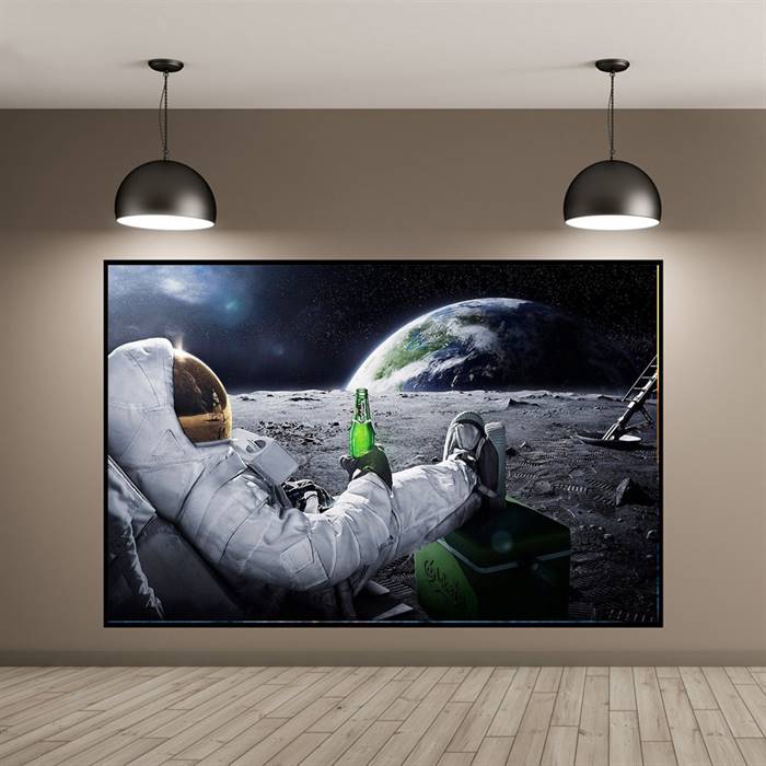 Drinking beer in the outer space canvas
