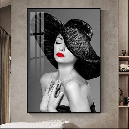 Black Hat Beauty Crystal Porcelain painting