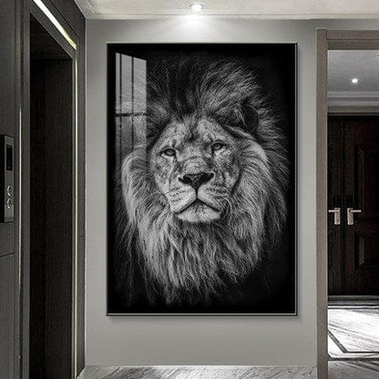 Black & White Lion Crystal Porcelain painting