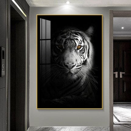 Black & White Tiger Crystal Porcelain painting