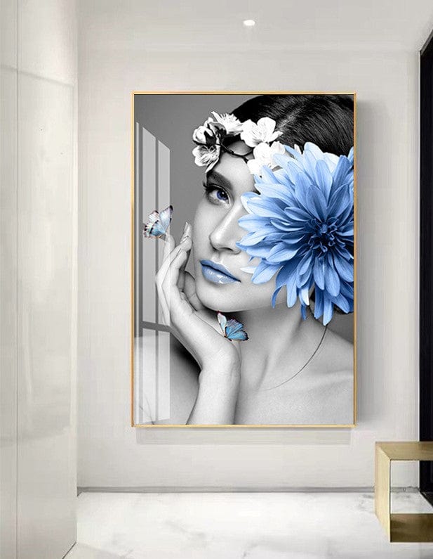 Blue Blossom Beauty Crystal Porcelain painting