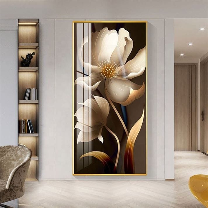 Elegant Bloom Crystal Porcelain painting