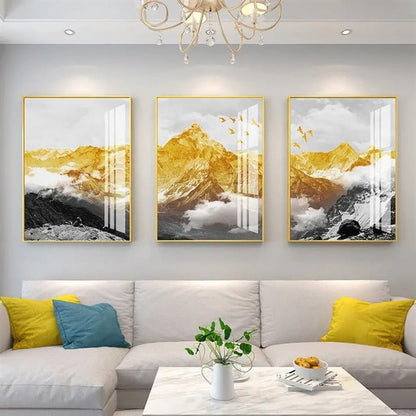 Gilded Peaks Crystal Porcelain painting Trio