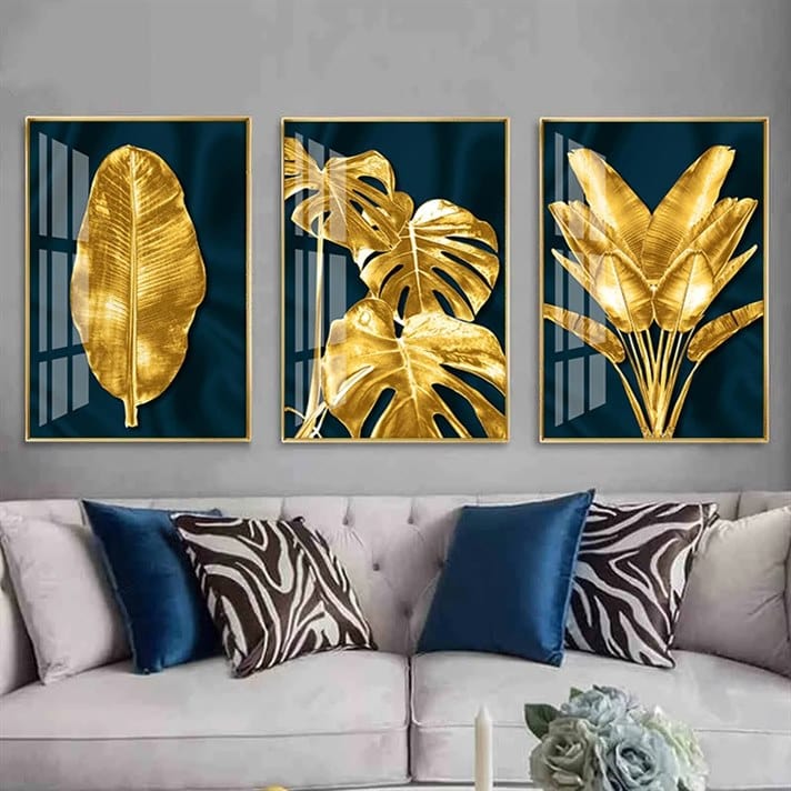 Gleaming Leafage Crystal Porcelain painting Trio